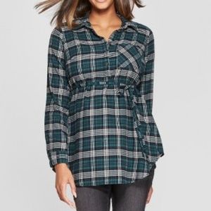 Long Sleeve Plaid Flannel Popover Tunic